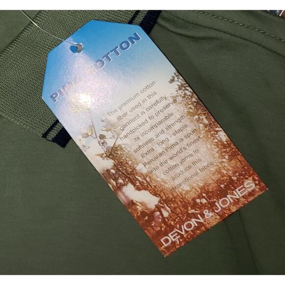 Devon & Jones Mens Classic Polo Sz S Dill Green Pima Cotton Short Sleeve Y2K - Picture 6 of 9